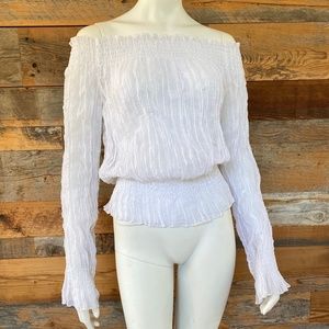 White peplum sheer top with sequins